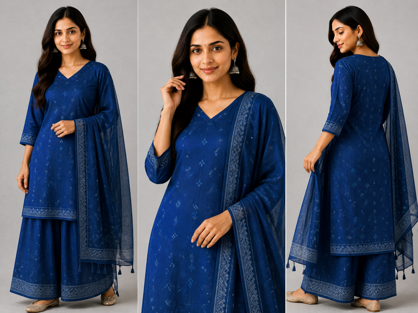 Woman wearing a blue Porosh outfit